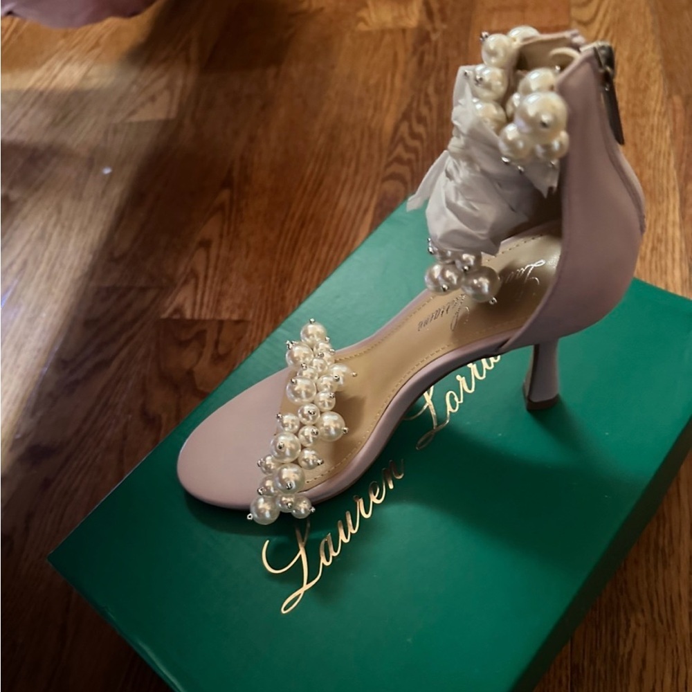 Lauren Lorraine Soft Violet Blush Heels with Pearl Accents - Picture 5 of 7
